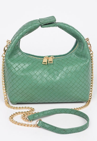 Heather - Woven  Faux Leather Handle Bag - HPC5598